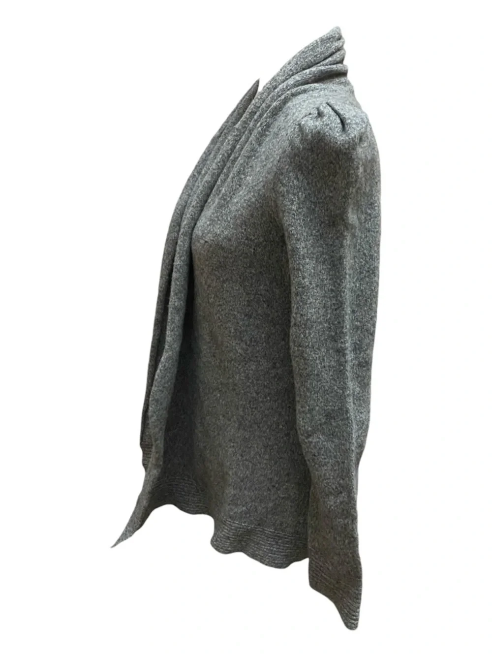 Anthropologie Meguro River Grey Wool Cardigan Sweater Puff Sleeve